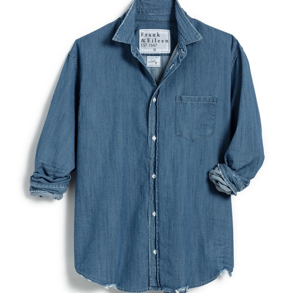 Frank & Elieen Denim Button Down The Elieen Sz Large - Picture 2 of 6
